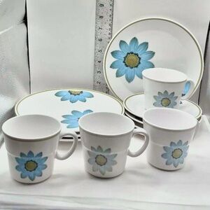 Vintage Blue Daisy Cups & Plates Replacements - Cute Noritake UP-SA DAISY China